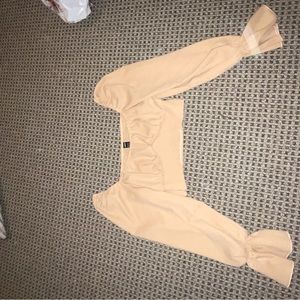 Tan shein long sleeve crop top